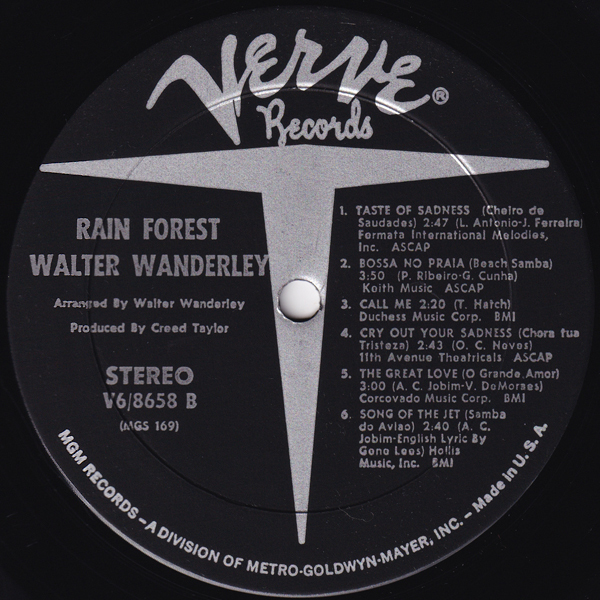 メ直帯付 米国シュリンク付LP☆ WALTER WANDERLEY Rain Forest（US Verve V6-8658）VAN GELDER ワルター・ワンダレイ サマー・サンバの画像5