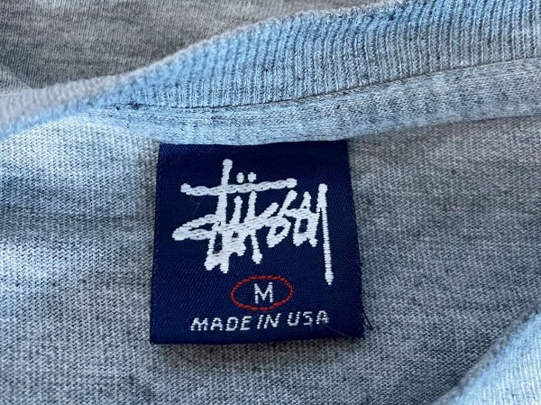 *[ шедевр 90 годы темно-синий бирка ]90s USA производства STUSSY Stussy 1999 лев Logo long T футболка с длинным рукавом M размер USED хлопок полиэстер 