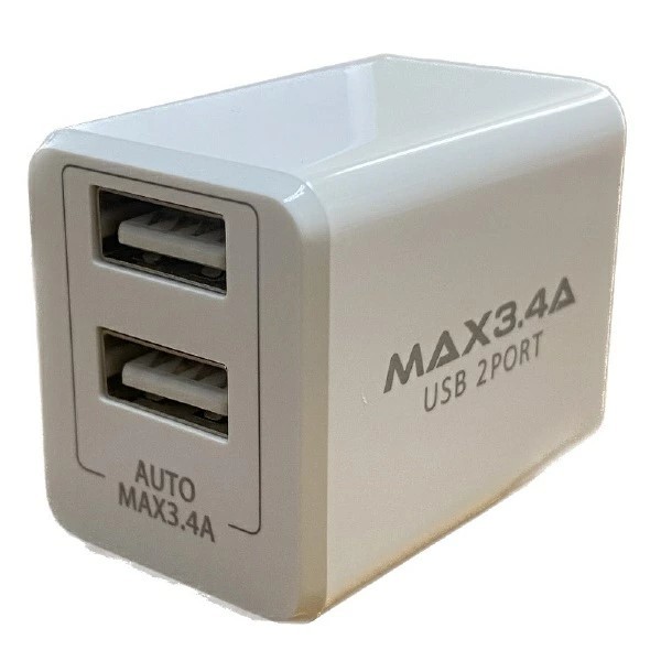 オズマ｜OSMA 自動判別機能搭載 AC-USB充電器3.4A 2Port（A&A） ホワイト IH-ACU234ADW [2ポート /Smart IC対応]_画像1