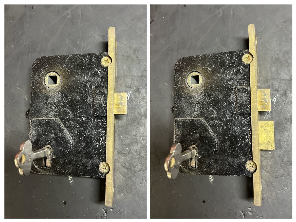 * free shipping * brass door knob cover door lock Strike plate key attaching set reform brass Showa Retro antique Vintage 