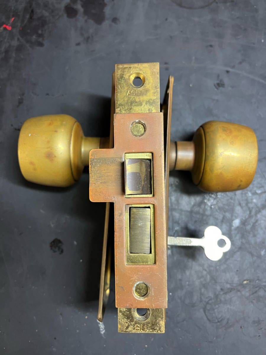 * free shipping * brass door knob cover door lock Strike plate key attaching set reform brass Showa Retro antique Vintage 
