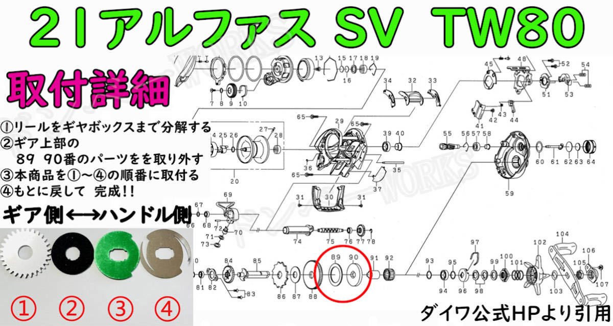 激安ドラグクリッカー・ダイワ20・21・22アルファスAIR SV TW・左ハンドル _画像3