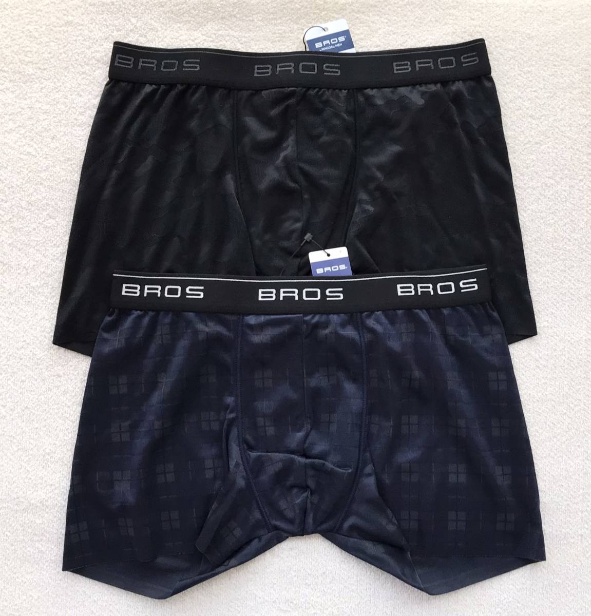 BROS ボクサーパンツ Ｍサイズ 迷彩 ブラック＆チェック ネイビー 2枚セット