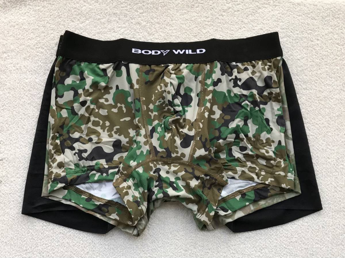 Lanvin en Bleu＆BODY WILD＆BROS ボクサーパンツ Mサイズ 迷彩 ブラウン×グリーン 日本製＆迷彩 ブラック 3枚セット_3枚重ねた状態