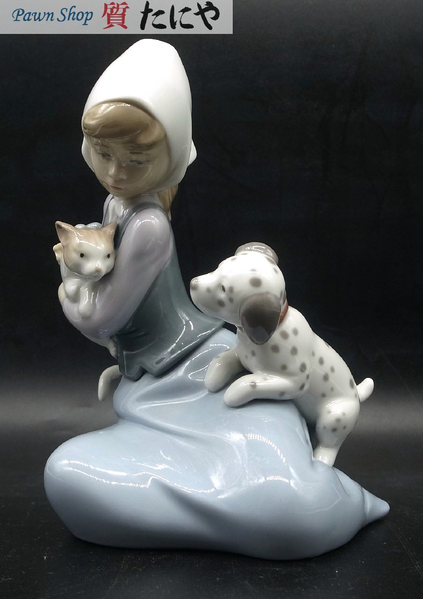 ★☆送料無料 【リヤドロ】 LLADRO 置物 少女と猫と犬 Little Friskies スペイン 陶器 フィギュリン☆★_画像2