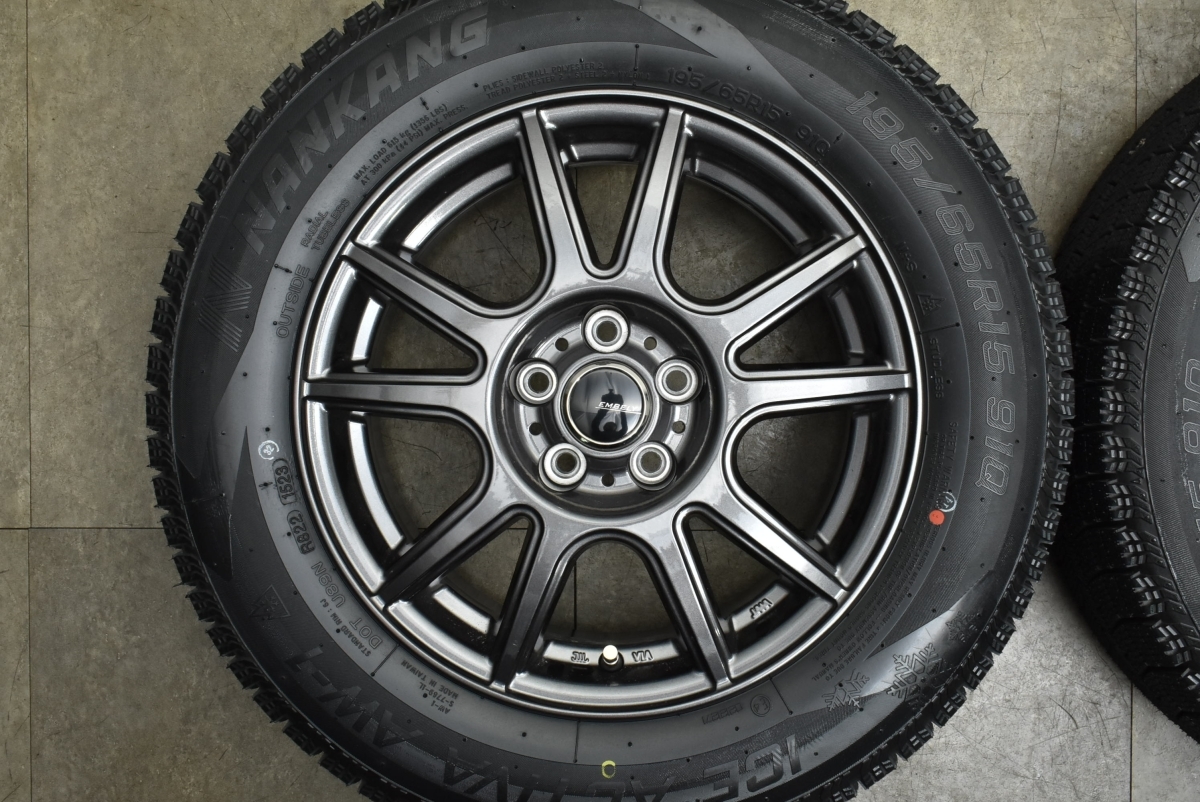 【バリ溝 美品】EMBELY 15in 6J +40 PCD100 ナンカン アイスアクティバ AW-1 195/65R15 プリウス カローラツーリング/スポーツ 即納可能_画像3