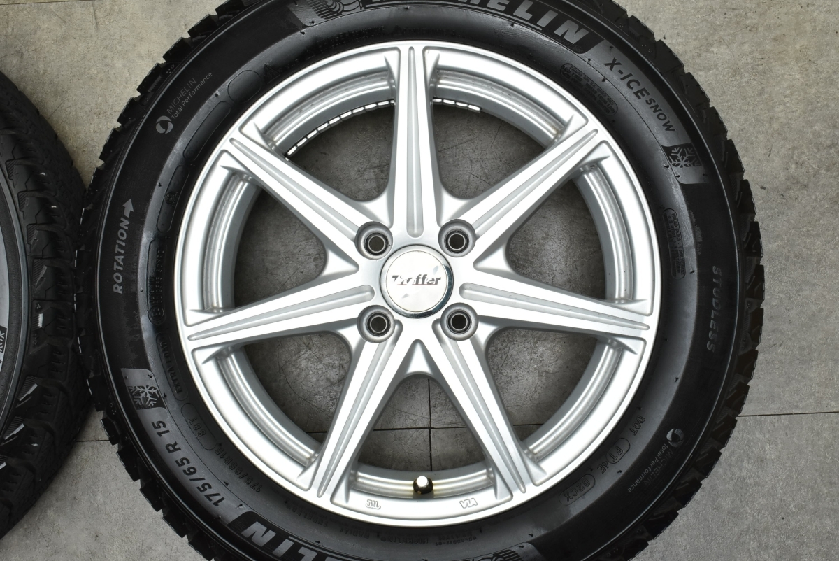 【程度良好品】トレファー 15in 5.5J +42 PCD100 ミシュラン X-ICE SNOW 175/65R15 アクア フィールダー フィット スイフト バレーノ_画像4