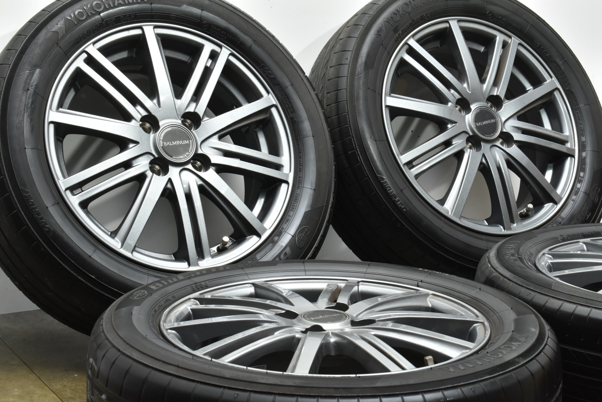 【美品】バルミナ 15in 5.5J +48 PCD100 ヨコハマ ブルーアース E50 185/60R15 アクア フィールダー ヤリス フィット グレイス スイフト_画像2