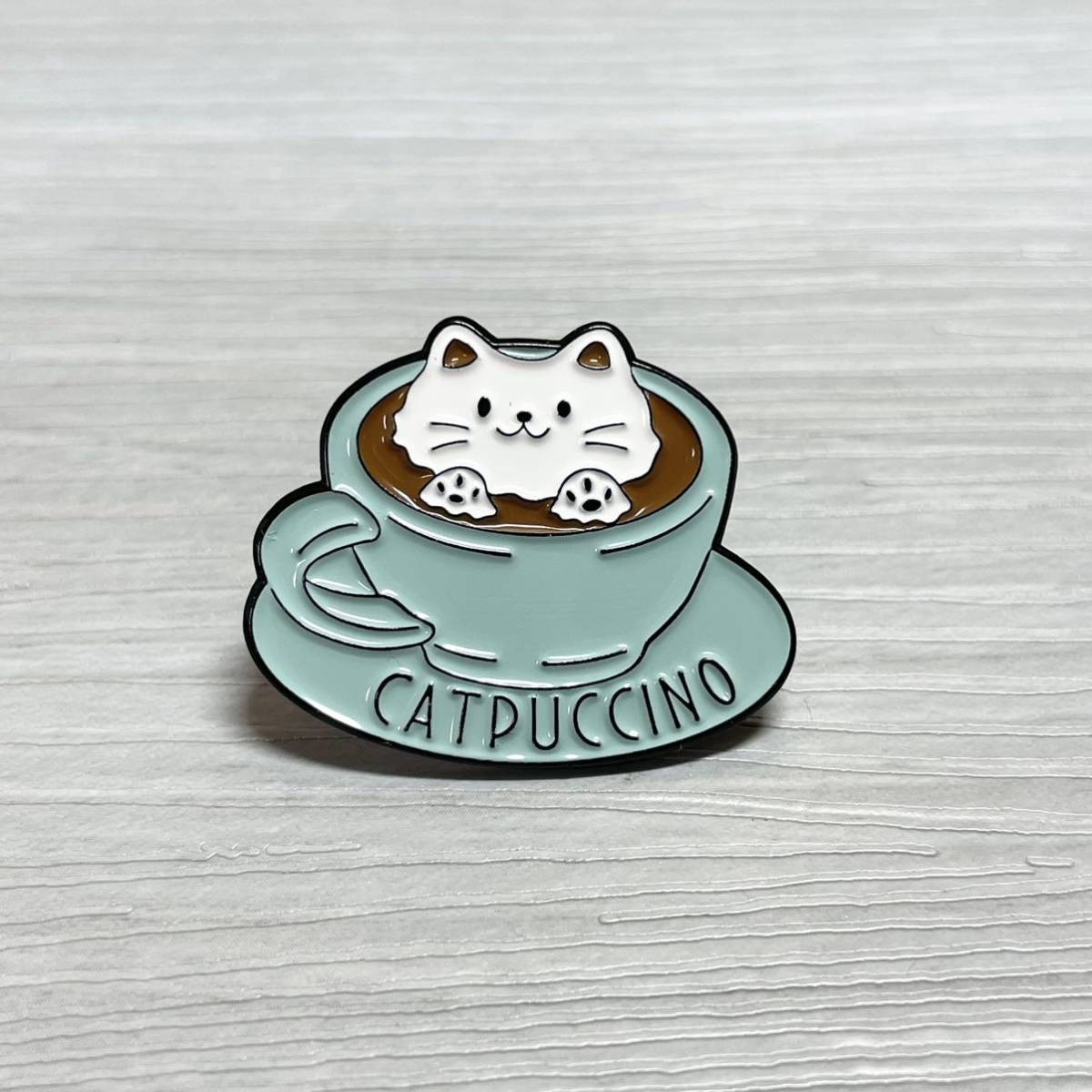 【ピンバッジ】猫 ねこ CATPUCCINO にゃんこ_画像1