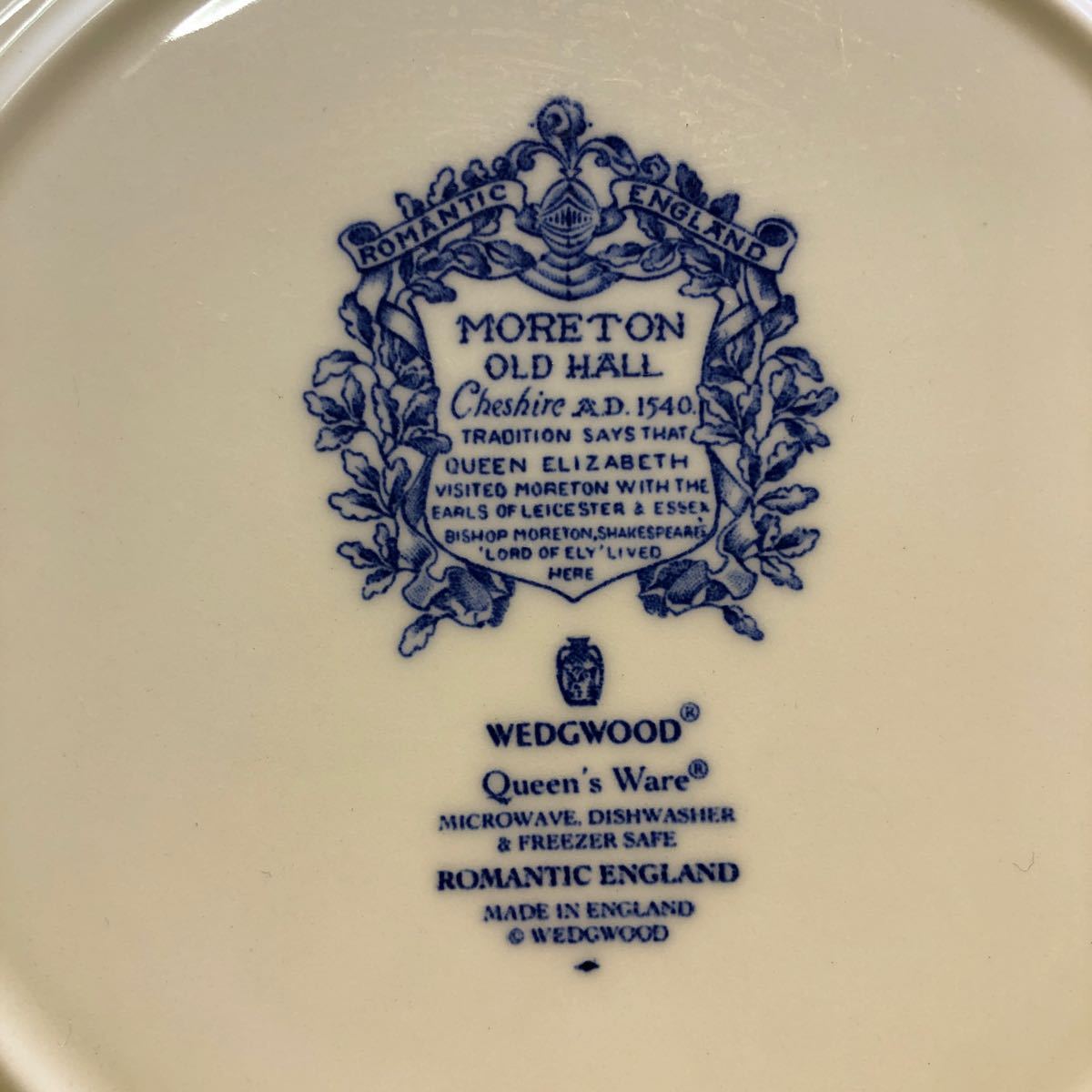 WEDGWOOD ウエッジウッド ウェッジウッド MORE TON OLD HALL Queen's Ware プレート大皿 皿 盛皿 飾皿 食器 ブルー_画像7