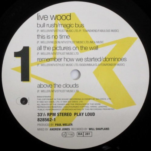 PAUL WELLER / LIVE WOOD / 828 561-1 EU盤 2LP［THE JAM、THE STYLE COUNCIL、ポール・ウェラー］中古レコード_画像5