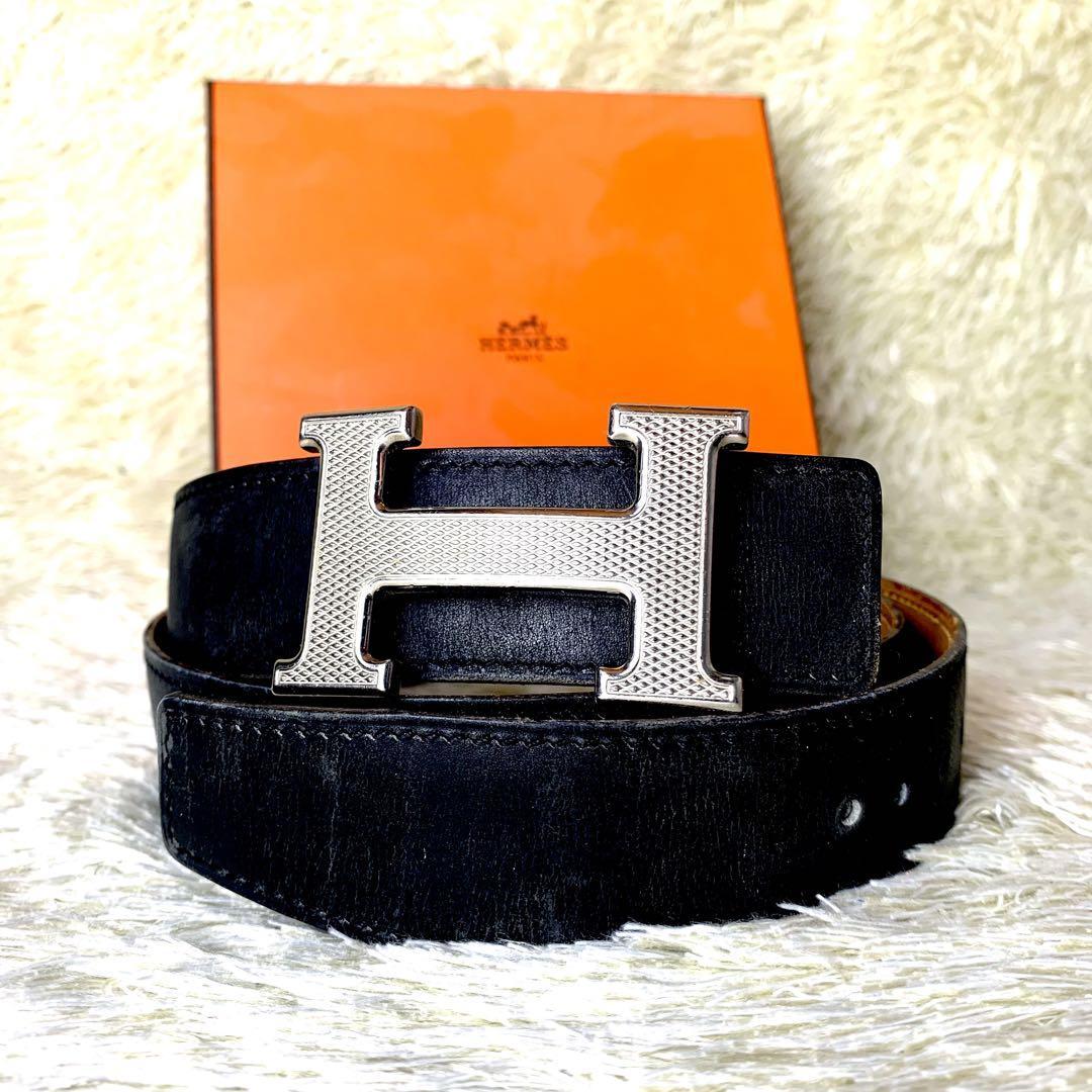 美品】HERMES エルメス ベルト ギヨシェ コンスタンス リバーシブル H