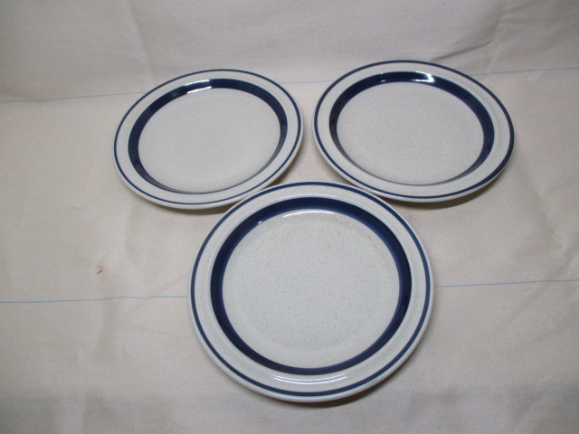 昭和レトロ 食器●BELL CHINA NOBLE STONE ブルーライン パスタ スープ ケーキ 深皿 計17点_画像3