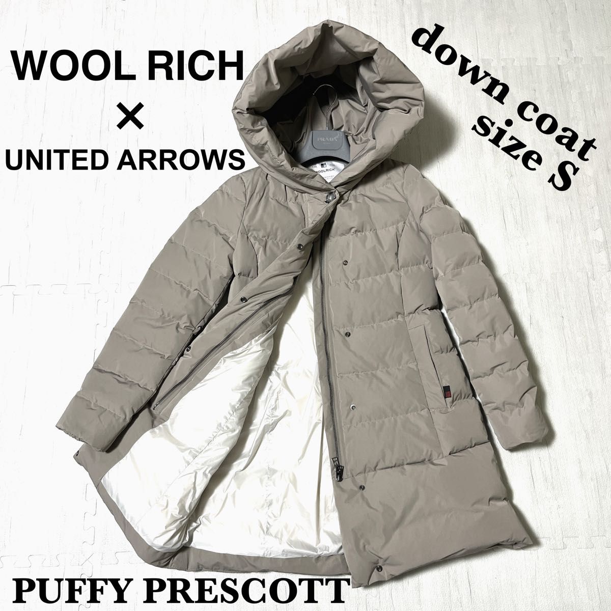 【別注】ウールリッチ×ユナイテッドアローズ ダウン コート グレー Sサイズ ダウンジャケット WOOL RICH PUFFY