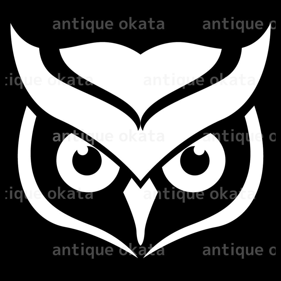 フクロウ ミミズク owl シルエット 動物 ロゴ エンブレム オーナメント シンボル カッティング ステッカー シール 縦横8cm以内_画像1