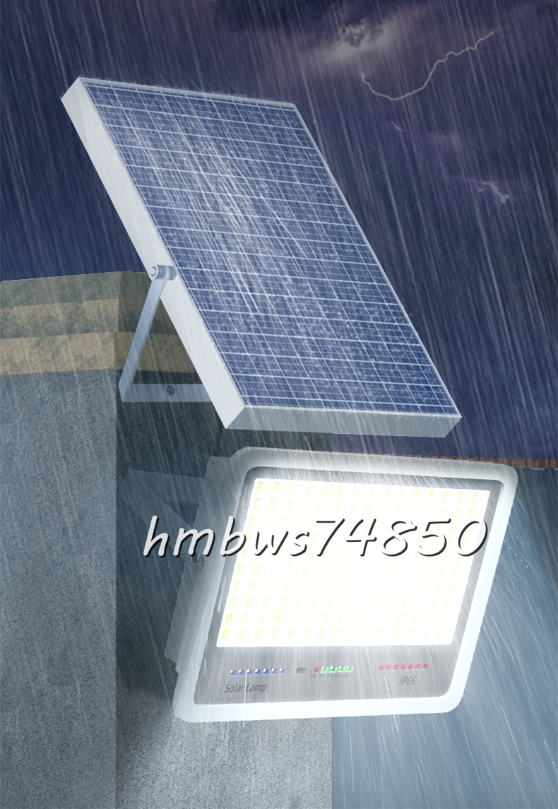 美品 ソーラーライト街灯 屋外用 LED投光器 太陽光発電 防水 高輝度バッテリー残量表示 防犯ライト庭用 ガーデンライト駐車場 照明1400W_画像8