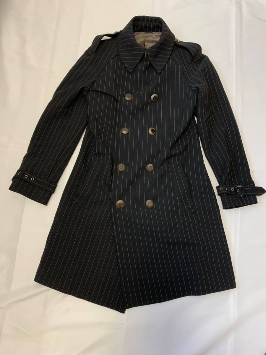 Jean Paul GAULTIER ジャンポールゴルチエ ゴルチェ　コート　ストライプ　黒　アーカイブ　ドレンチコート　archive unisex coat