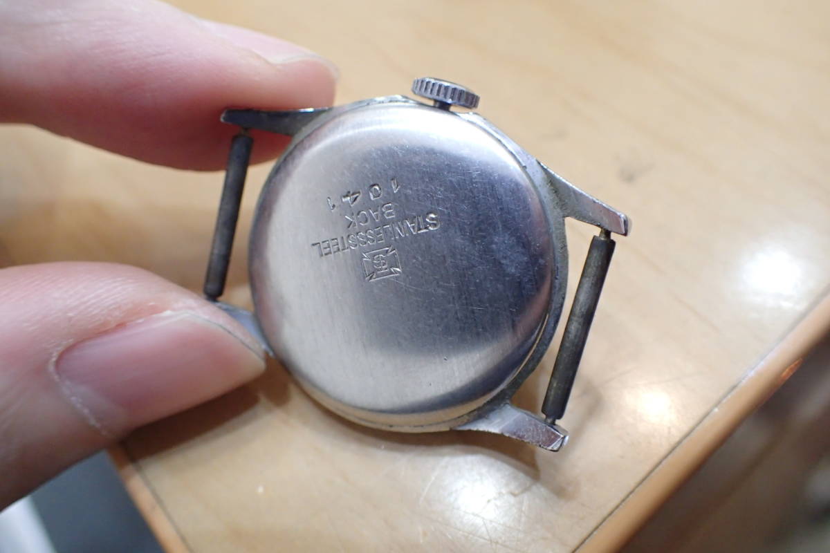 時計店在庫 1920年頃 ◆シチズン 彫刻ケース スモセコ/ツートン文字盤 手巻きアンティーク腕時計_画像6