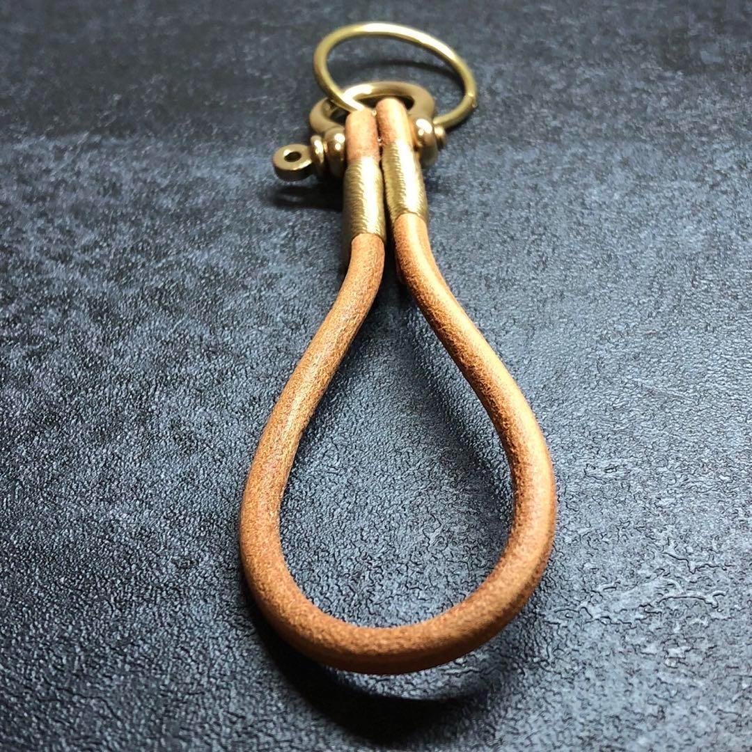  brass key holder F1 leather craft key ring leather tea color attaching and detaching can attaching 