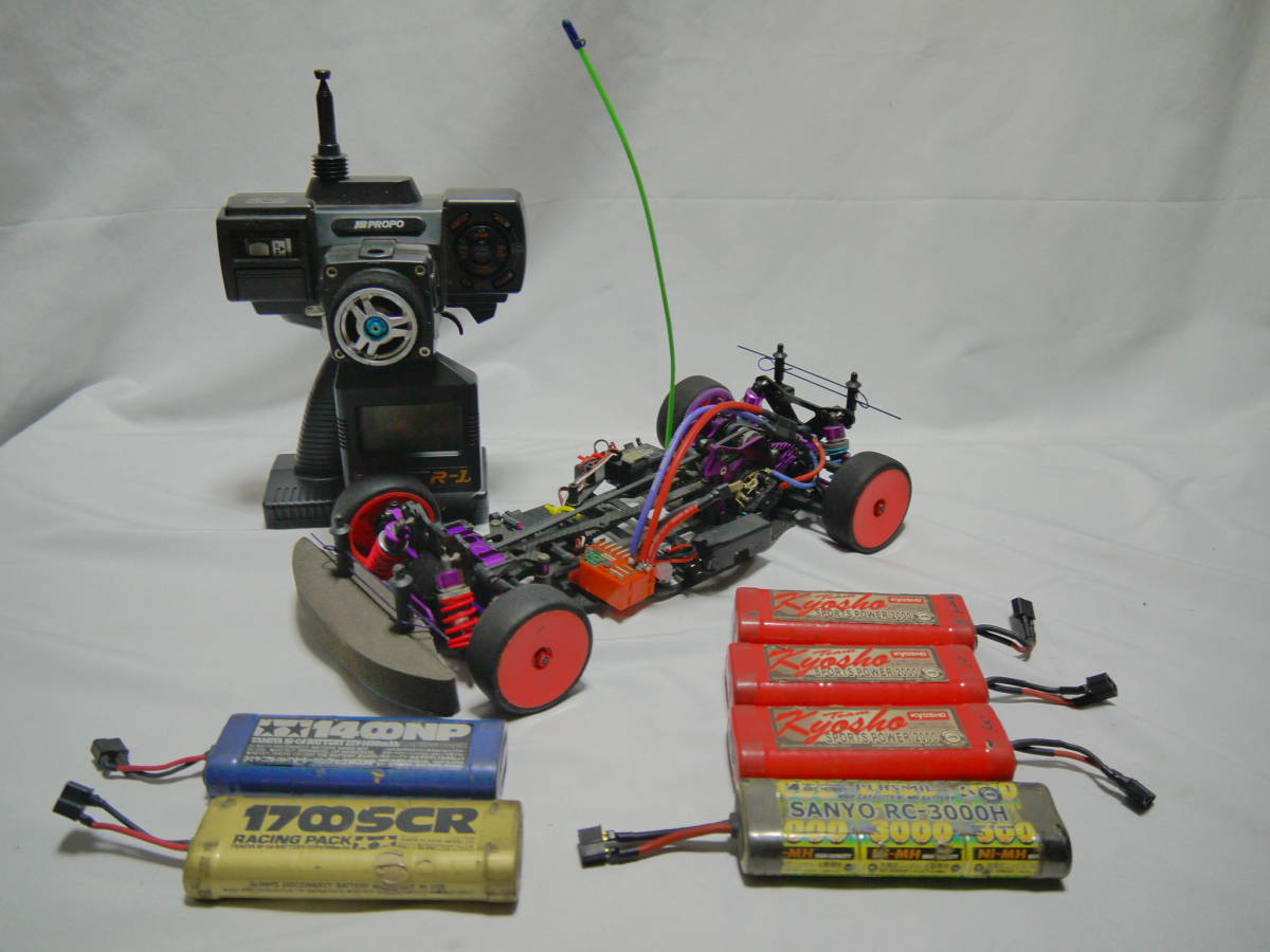 RC HPI pro2 ラジコン オンロード レーシング R1プロポ バッテリー６本 カスタム車 ジャンク品 USED_画像1