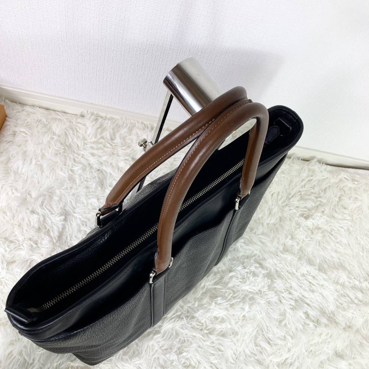 1円【美品 定価10万】 COACH コーチ メトロポリタン ビジネスバッグ トートバッグ シボ革 レザー 大容量 A4◎ 肩掛け◎ メンズ 黒_画像7