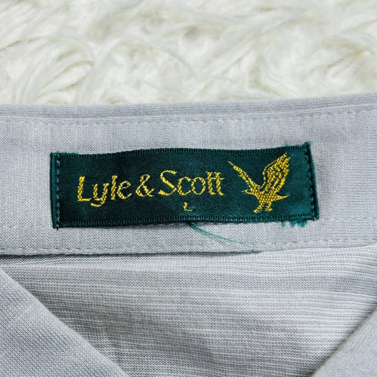 YT1186 Lyle&Scott ライルアンドスコット ロゴ刺 ボーダー コットン ポロシャツ Lサイズ 半袖 コットン100％ ゴルフ_画像6