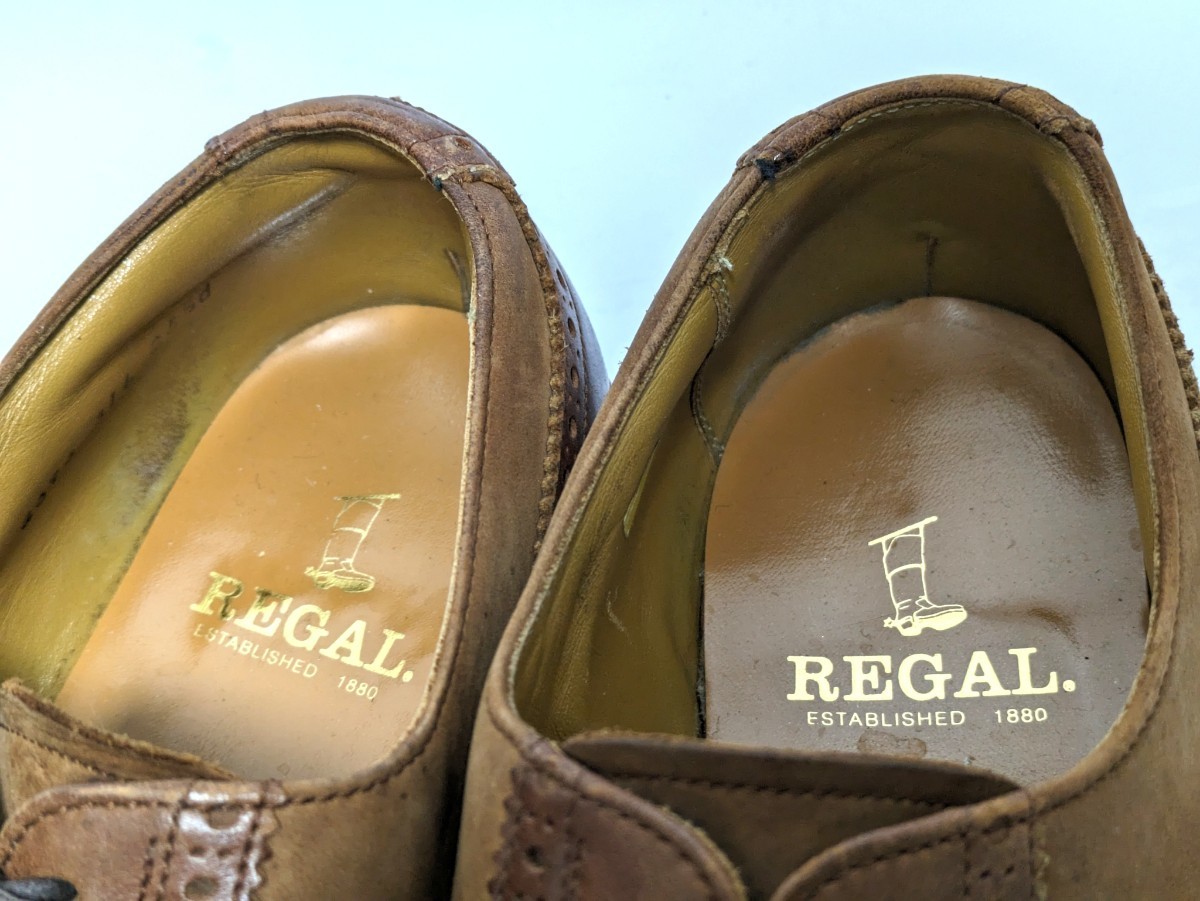 REGAL 25.5cm　ビジネスシューズ ウイングチップ ブラウン　高級靴　本革　革靴　レザー　フォーマル　紳士靴　メンズ　外羽根　送料無料！_画像7