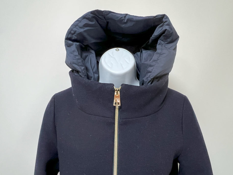 free shipping HERNO hell no lady's down long coat switch hood navy size :40 PI0848D-39601-9290