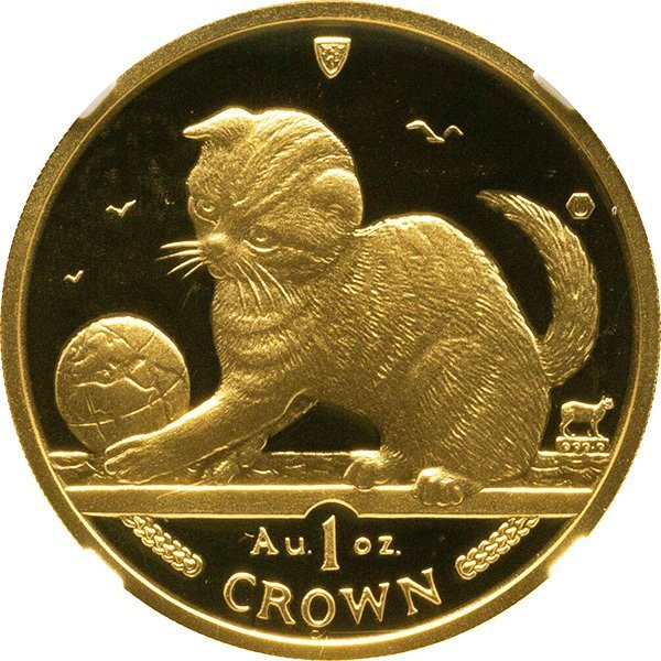マン島　クラウン金貨　2000年　未使用品　スコティッシュフォールド　NGC(MS66)_画像2