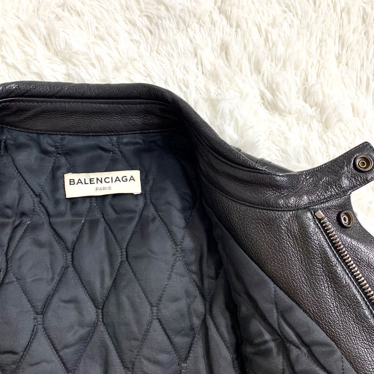 定価50万！バレンシアガ　BALENCIAGA  レザージャケット　キルティング　ライダースジャケット　革ジャン　本革　S M L