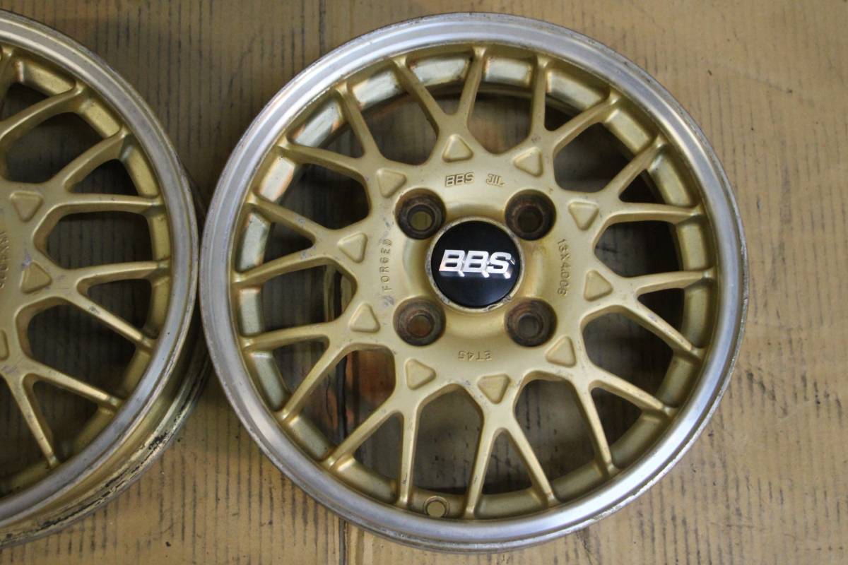 １０００円から売り切り♪人気のBBSメッシュ♪FORGED♪モノブロック♪PCD100♪軽トラ軽バン軽カーなどに♪2本のみ♪ゴールドメッシュ♪_画像3