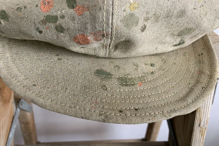  dead stock!! Vintage fabric paint stone chip all cotton original remake 8 panel Casquette brown group American Casual nr24326