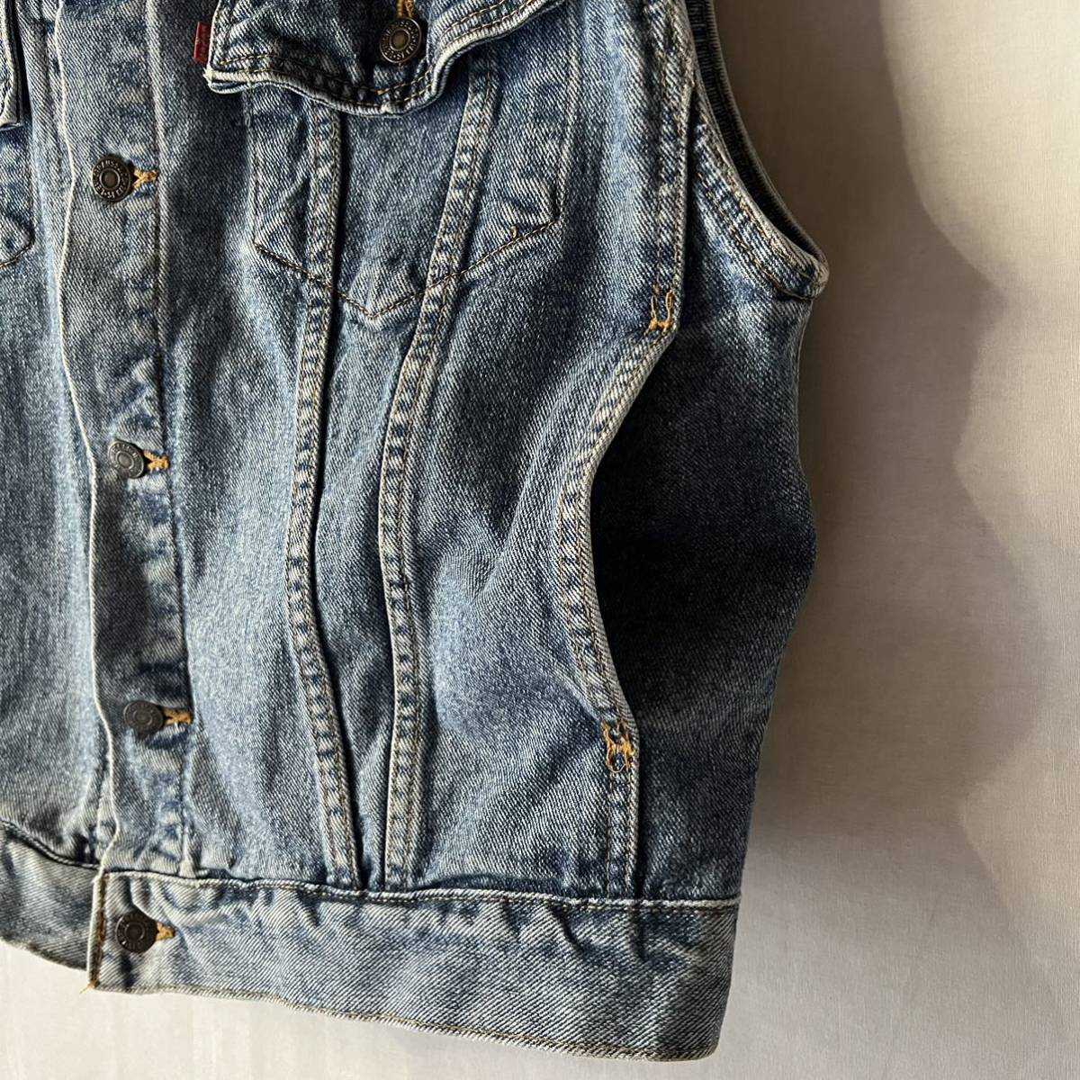 90s USA製 Levi's リーバイス 70595 4891 デニムベスト デカパッチ L ヴィンテージ OLD アメリカ製_画像9