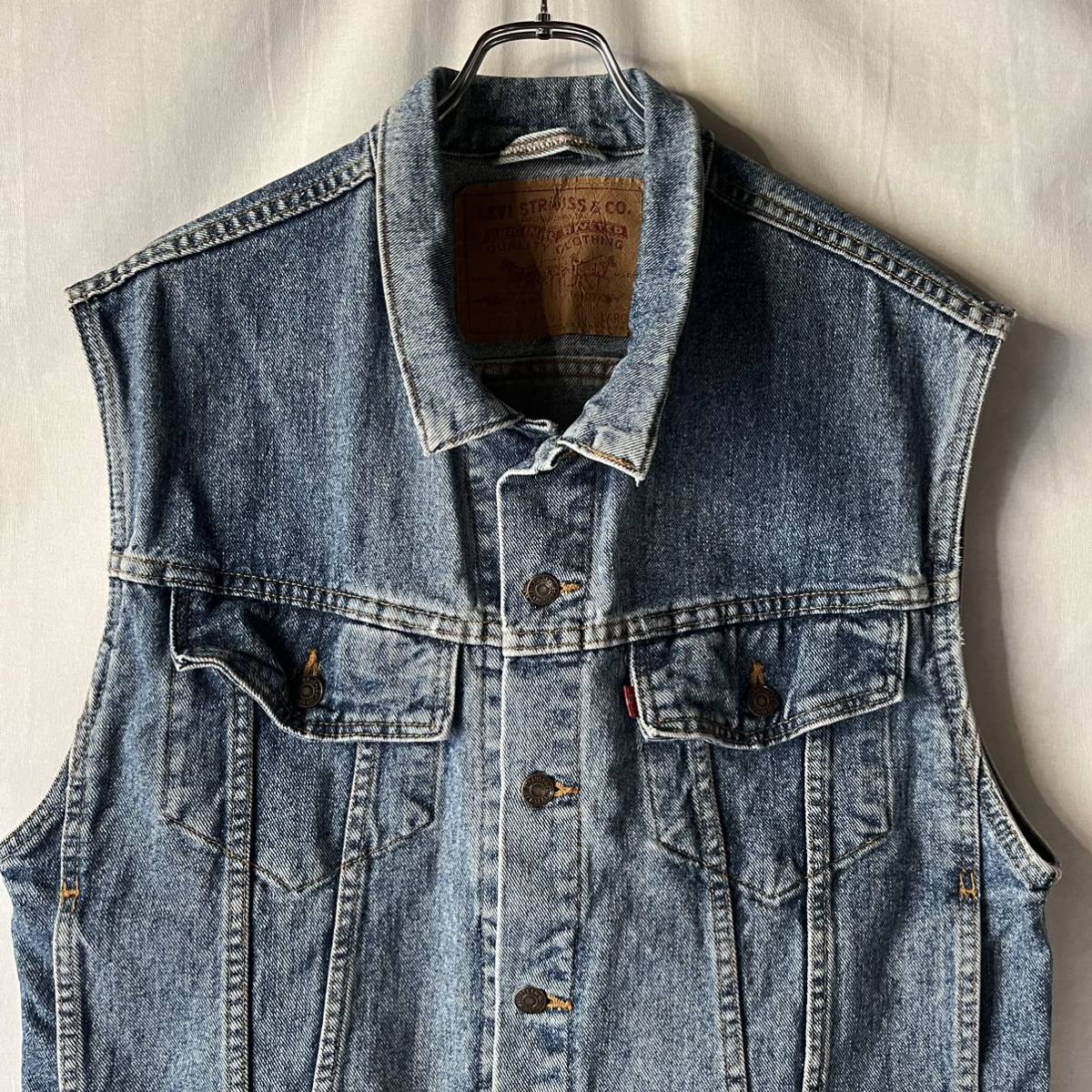 90s USA製 Levi's リーバイス 70595 4891 デニムベスト デカパッチ L ヴィンテージ OLD アメリカ製_画像5