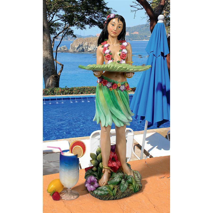 美しいハワイの女性像 インテリア置物ハワイアンオブジェ小物置き場ミニテーブルホームデコ家具彫刻個性的裸婦裸像ヌードフィギュア
