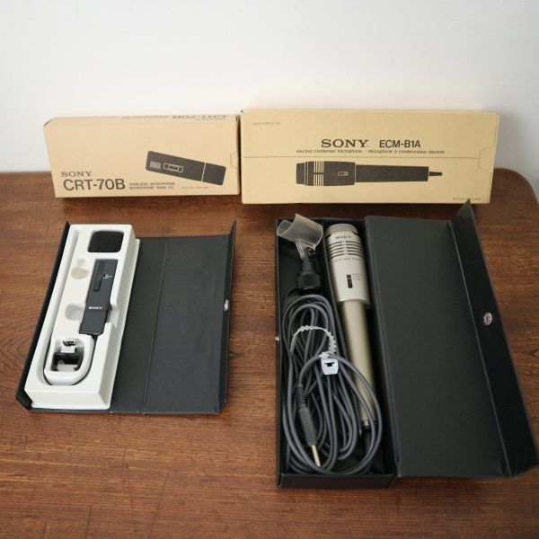 fk50537 Sony SONY wireless microphone CRT-70B code microphone ECM-B1A 2 piece set Showa Retro box attaching 