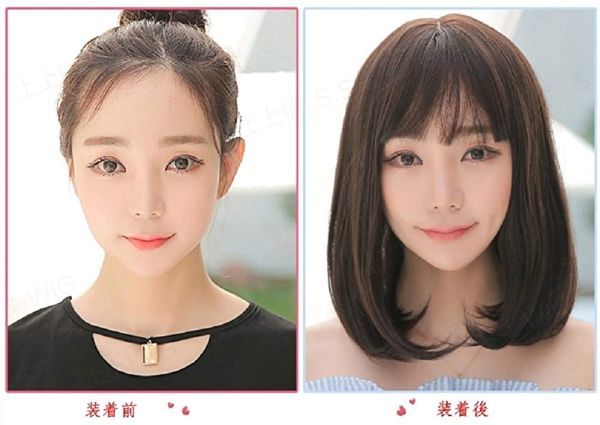 ウィッグ ボブ セミロング 女性用 かつら フルウィッグ ミディアム レディース ライトブラウン 軽い 可愛い 自然 ゆるふわ ヘアネット付_画像6