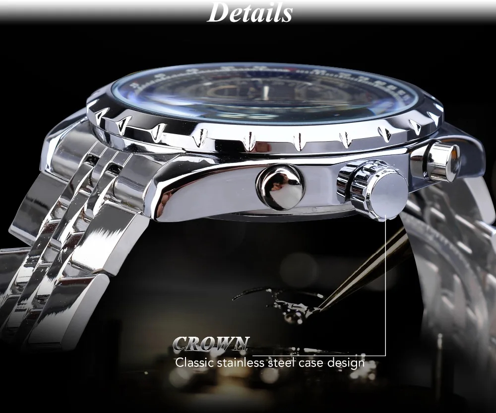 【ブラック】メンズ高品質腕時計 海外人気ブランド Jaragar 機械式 腕時計 クロノグラフ 防水なし_画像7