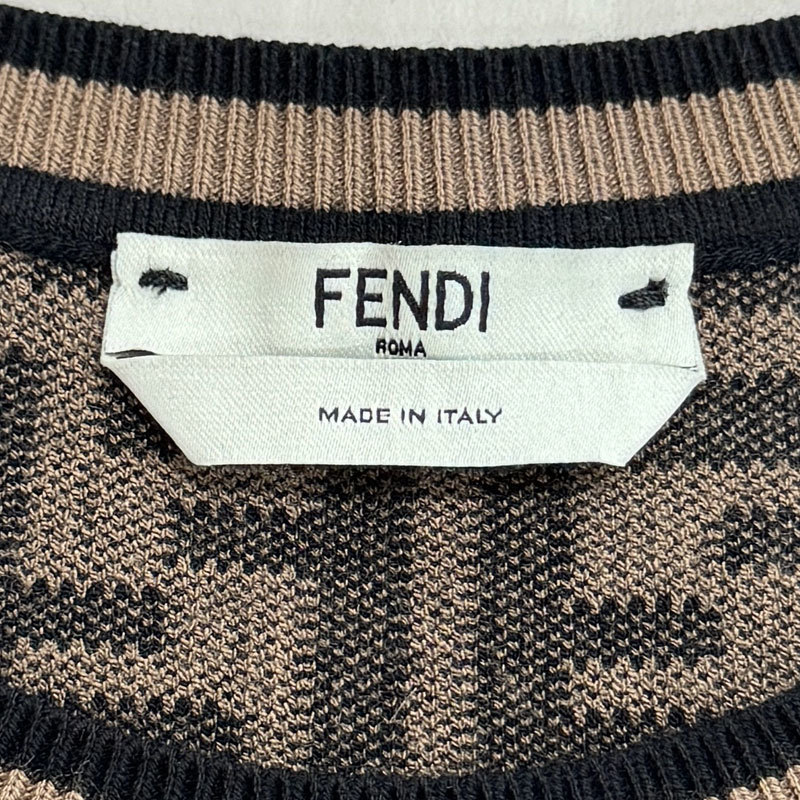 【HS303】中古 FENDI フェンディ ファブリック FFロゴ モチーフ セーター 半袖 ニット FZY702 A5QG イタリア製 レディース 38の画像4