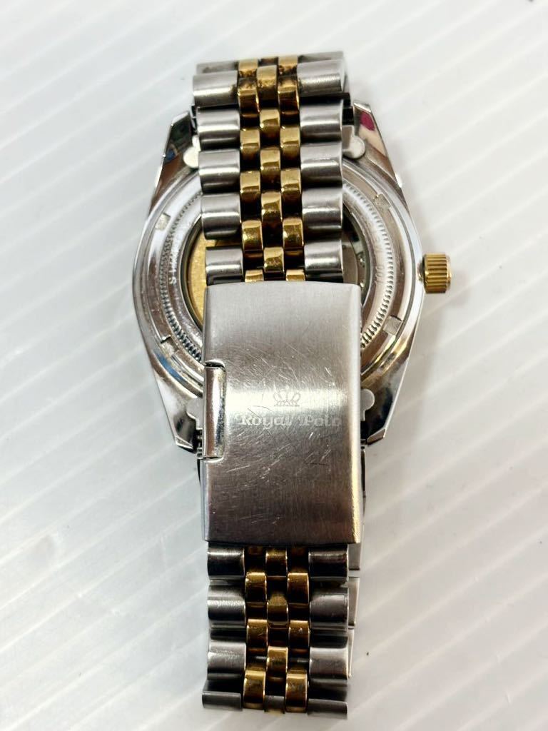 腕時計 Royal Poro royal poro executive diamond 自動巻き 稼働品　ゴールドカラー メンズ　純正ベルト_画像6