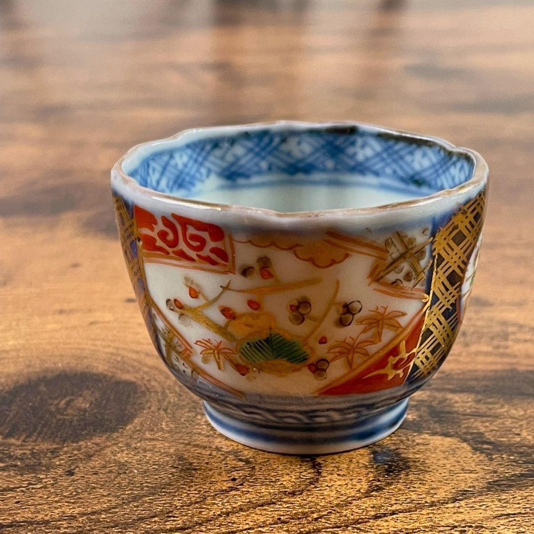 古伊万里 金彩花絵盃5客揃 ぐい呑み/お猪口/伊万里焼 古伊万里 金彩花絵盃5客揃 ぐい呑み/お猪口/伊万里焼