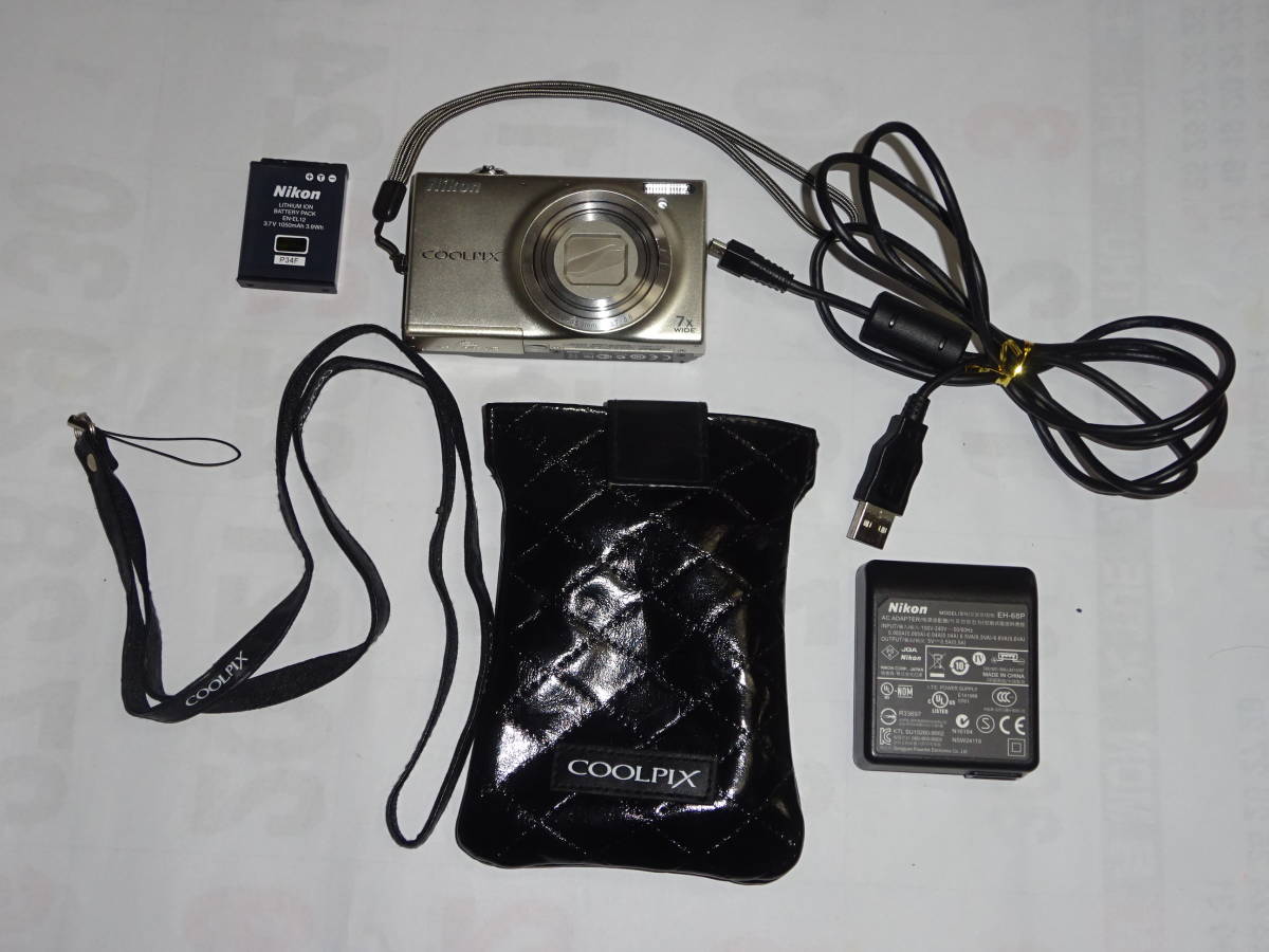 ニコン　デジカメ・COOLPIX S6100＋ケース・充電器　中古作動品_画像1