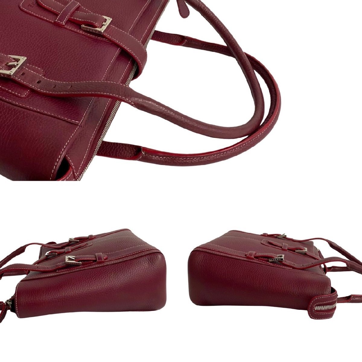 почти не использовался редкий товар LOEWE Loewe Logo печать senda кожа натуральная кожа ручная сумочка большая сумка Mini сумка "Boston bag" бордо красный 18590
