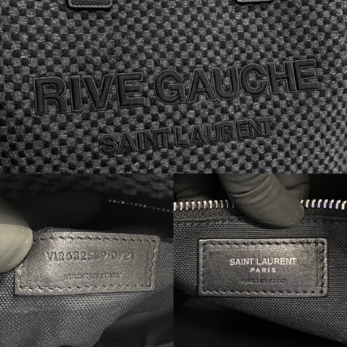  almost unused Yves Saint Laurent rive gauche Yves Saint-Laurent livugo-shu leather original leather felt tote bag handbag black 23269