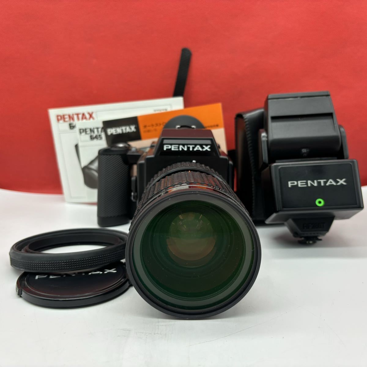 ◆ PENTAX 645.中判フィルムカメラ ボディ smc PENTAX-A 645 ZOOM F4.5 80〜160mm レンズ シャッターOK AF280T ストロボ ペンタックス_画像1