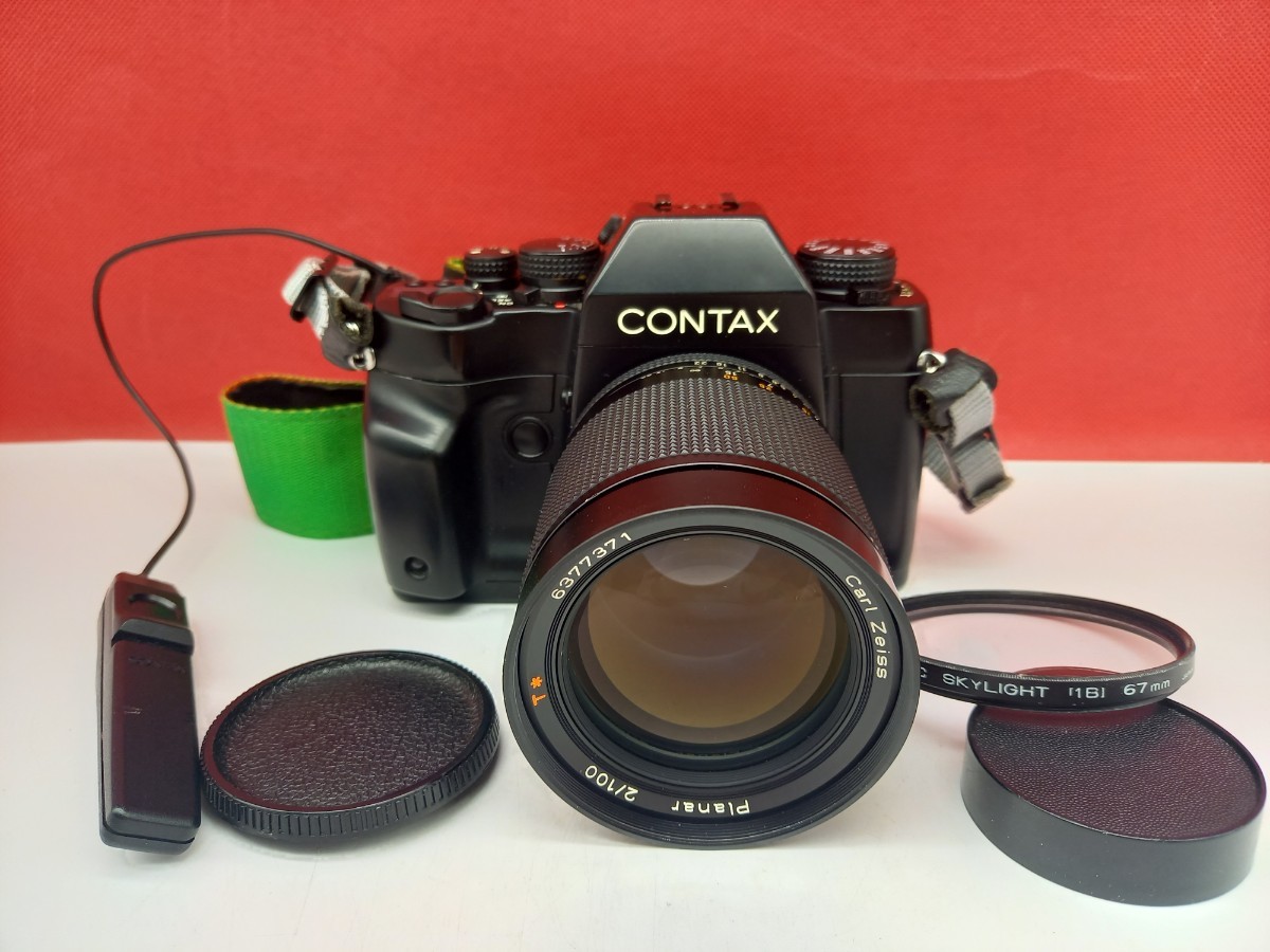 ■ CONTAX RX フィルムカメラ 一眼レフ ボディ Carl Zeiss Planar F2 100mm レンズ 動作確認済 シャッター、露出計OK コンタックス _画像1