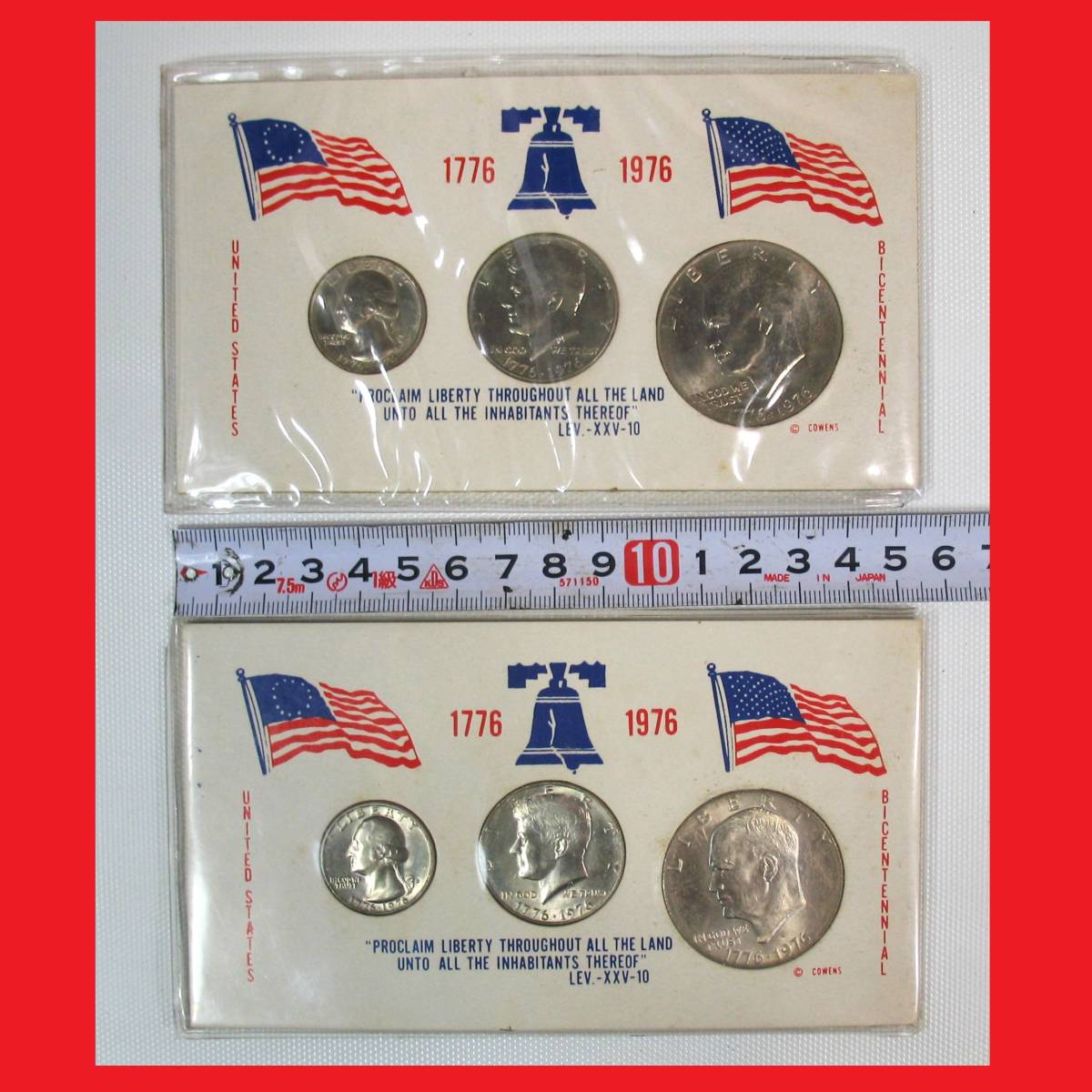 定形外郵便.210円発送OK リバティコイン 1776-1976 ワシントン ケネディー アイゼンハワー 2枚での価格です （赤枠.樂多我）の画像1