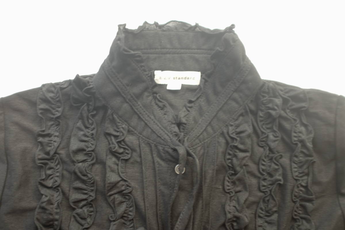 a-veve*a.v.x standard* beautiful goods * blouse * frill & race using * black *38 number 