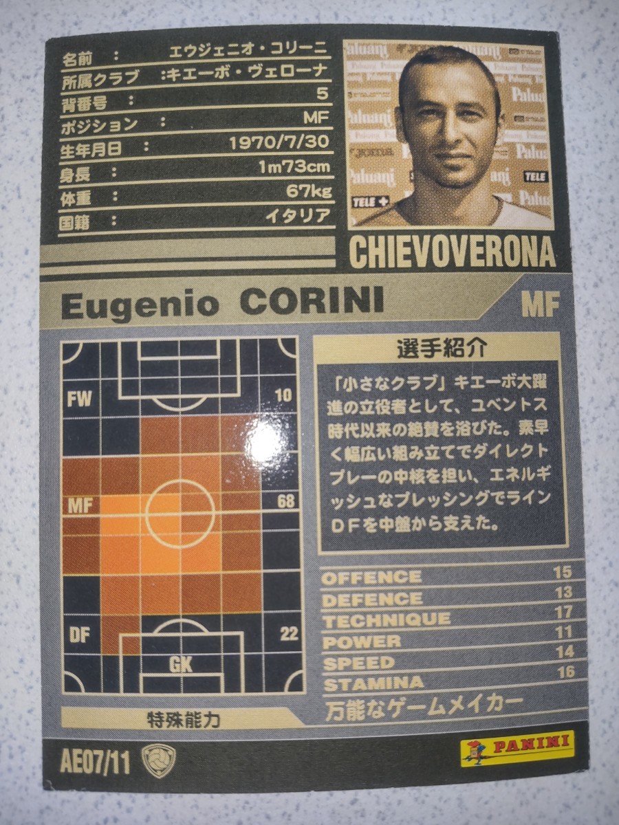 Eugenio CORINI(エウジェニオ・コリーニ：キエーボ・ベローナBEST ELEVEN)WORLD CLUB Champion Football（WCCF）SERIE A 2001-2002 AE07/11_画像2