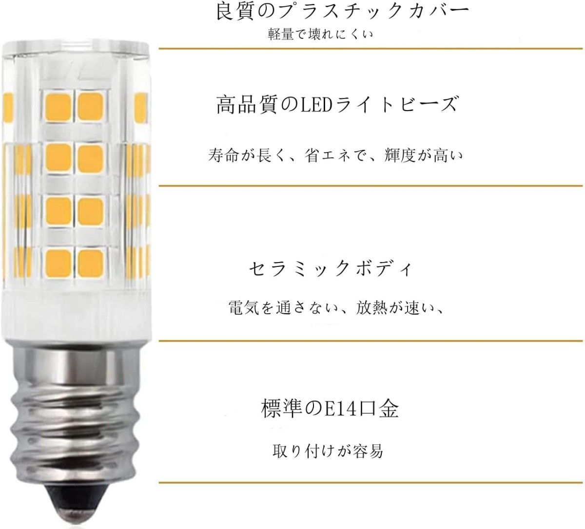 LED電球 E14口金 5W 50W形相当 電球色 全配光タイプ 高輝度 省エネ(2個セット)